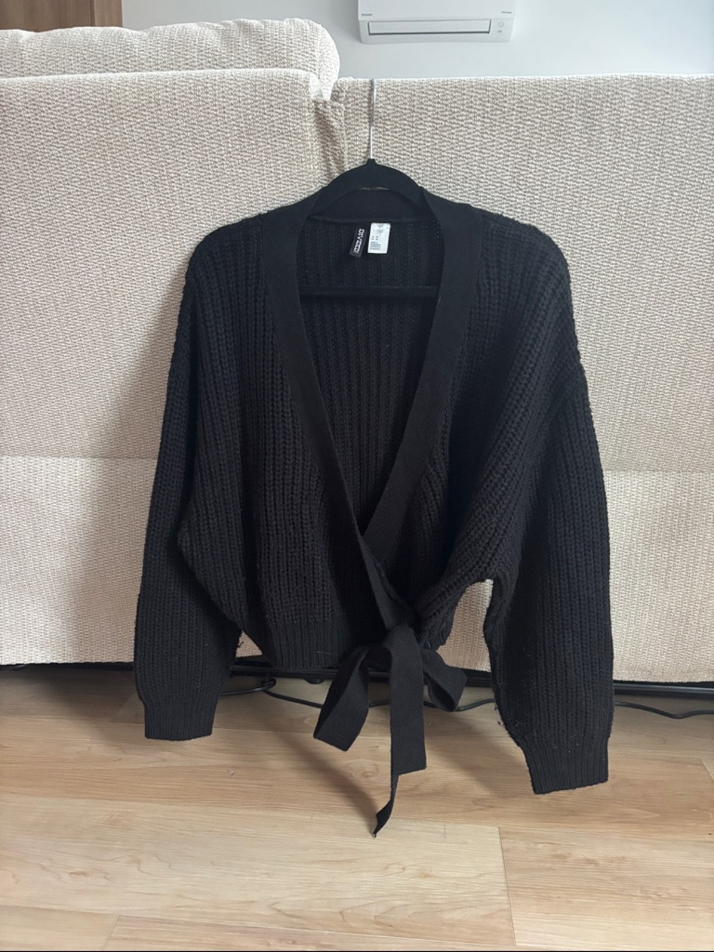 Black Knit Tie-Front Women's Sweater Cardigan